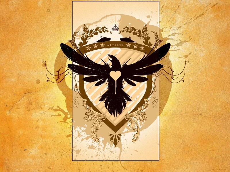 Atticus emblem with bird and crown