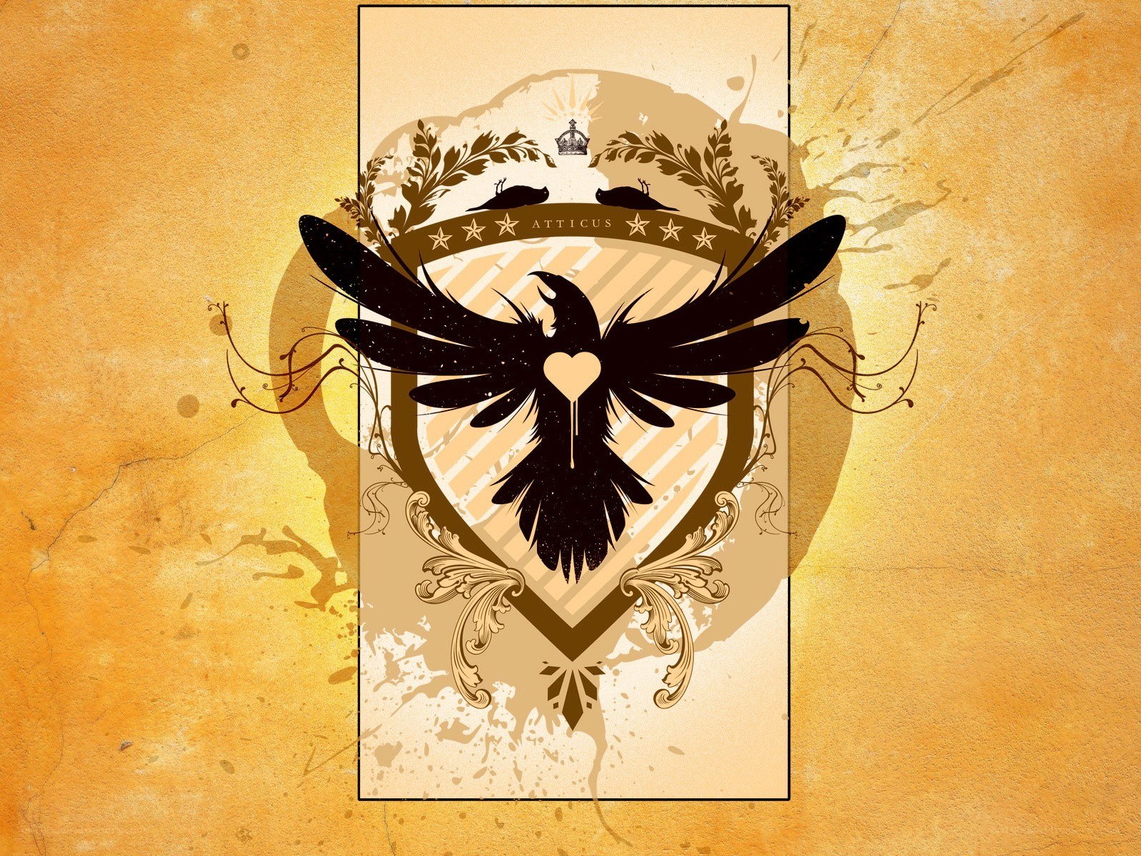 Atticus emblem with bird and crown