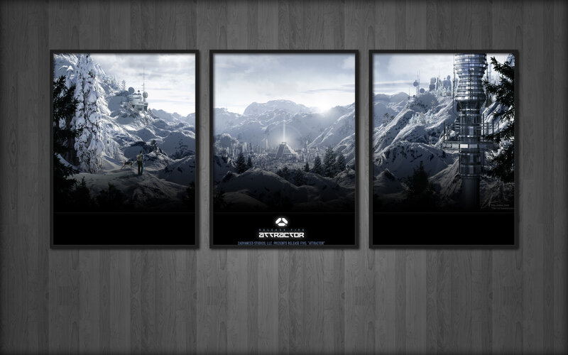 Attractor game art triptych