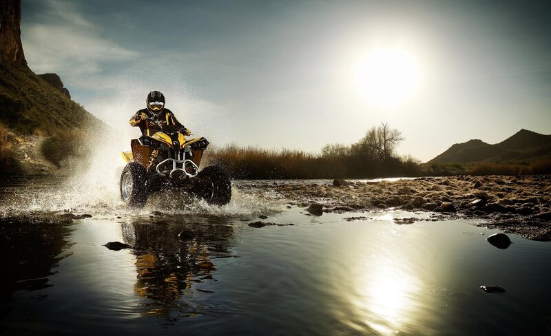 ATV crossing a river