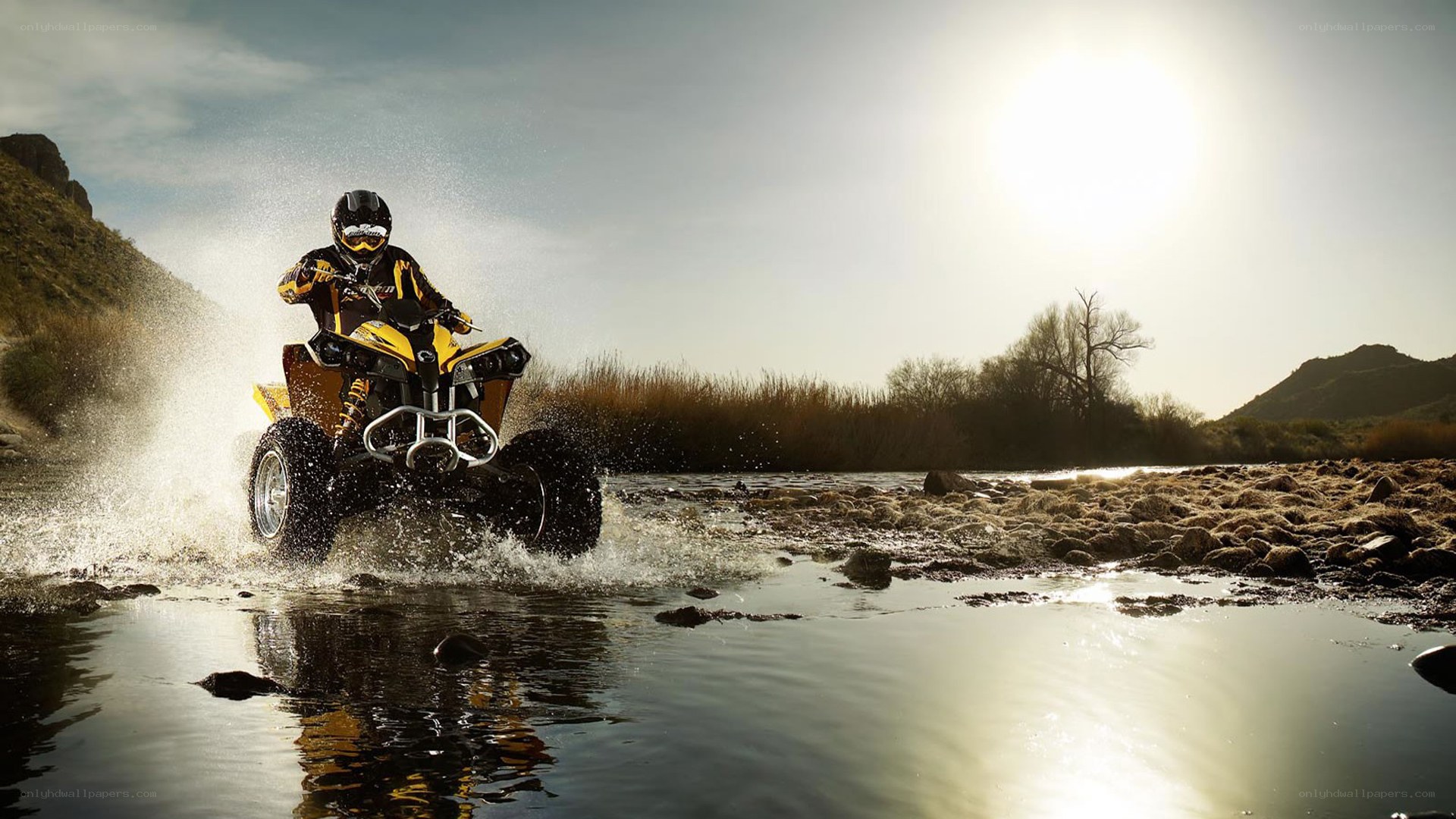 ATV crossing a river