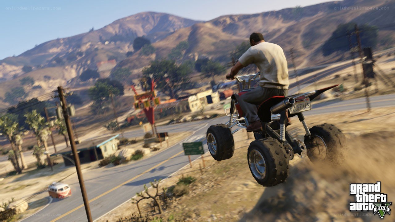 ATV jump in desert town