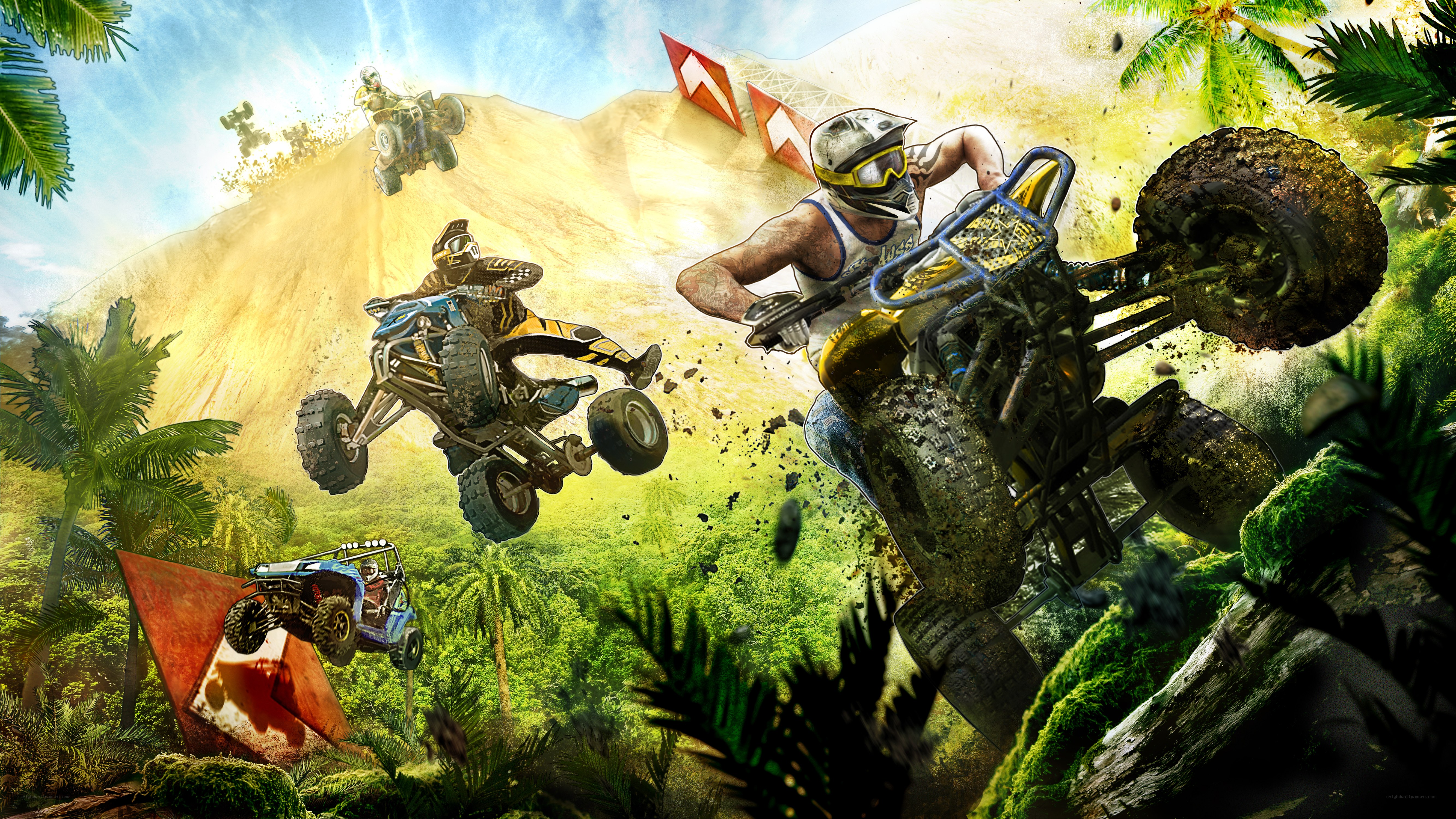 ATV racing in jungle terrain