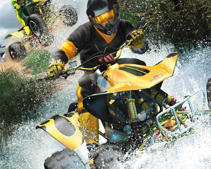ATV racing through water