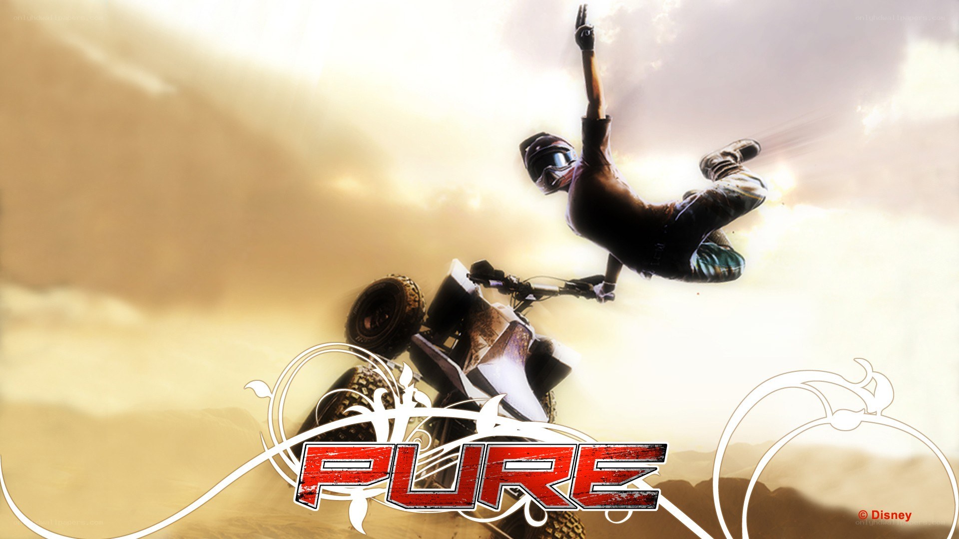 ATV rider in mid-air stunt