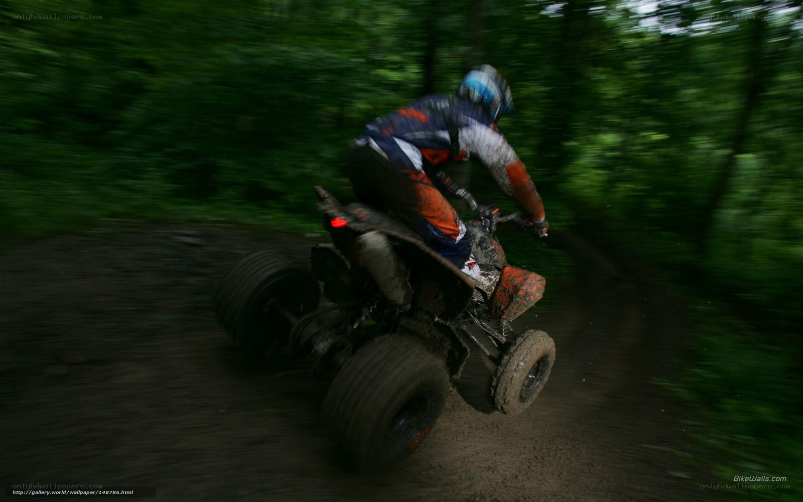 ATV rider on muddy trail