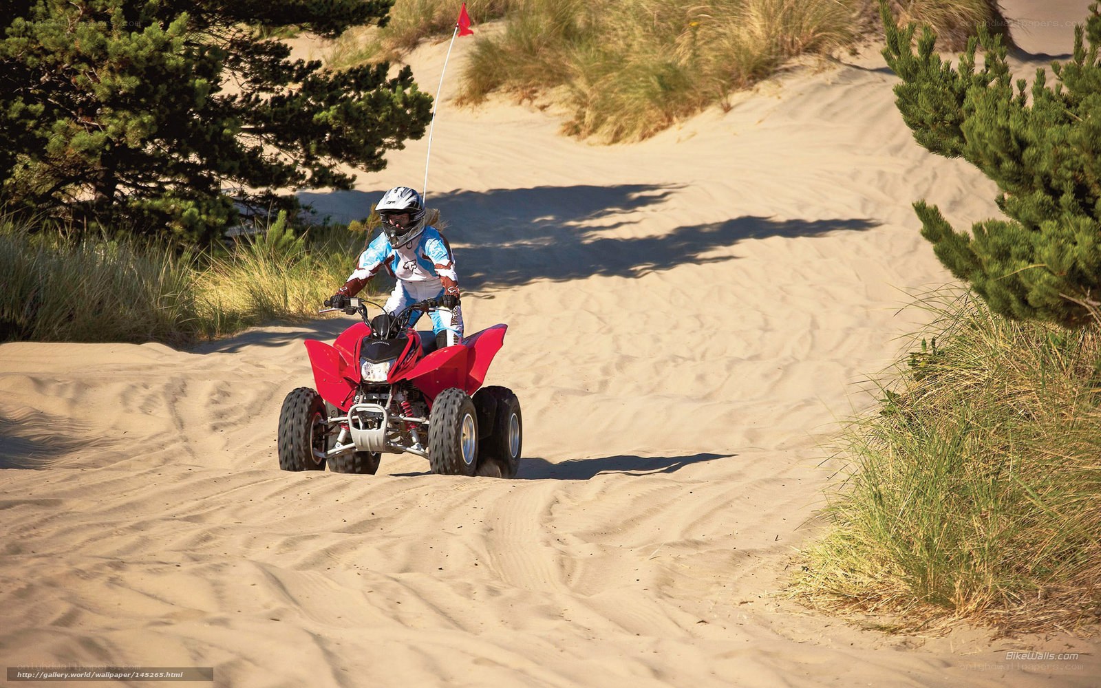 ATV rider on sandy dunes