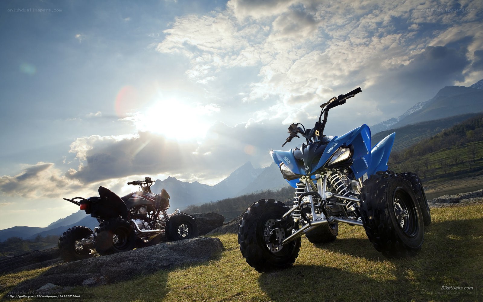 ATVs in mountain landscape