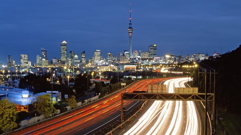 Auckland city skyline at night