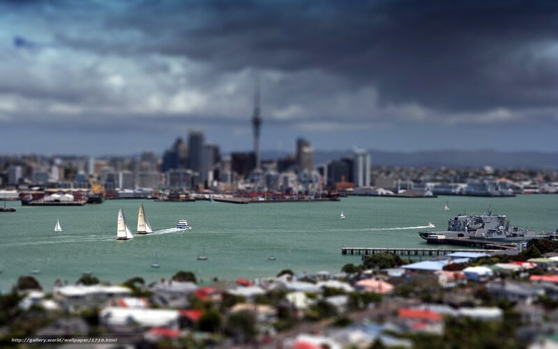 Auckland harbor with Sky Tower