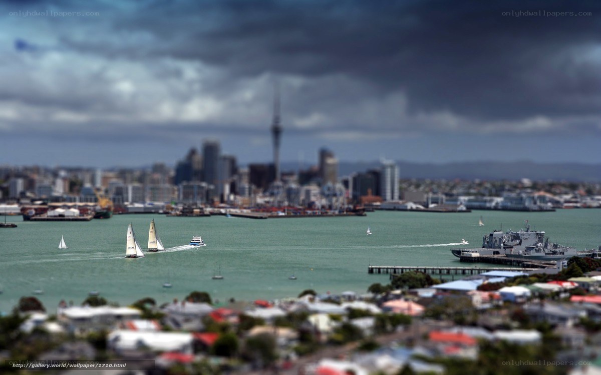 Auckland harbor with Sky Tower