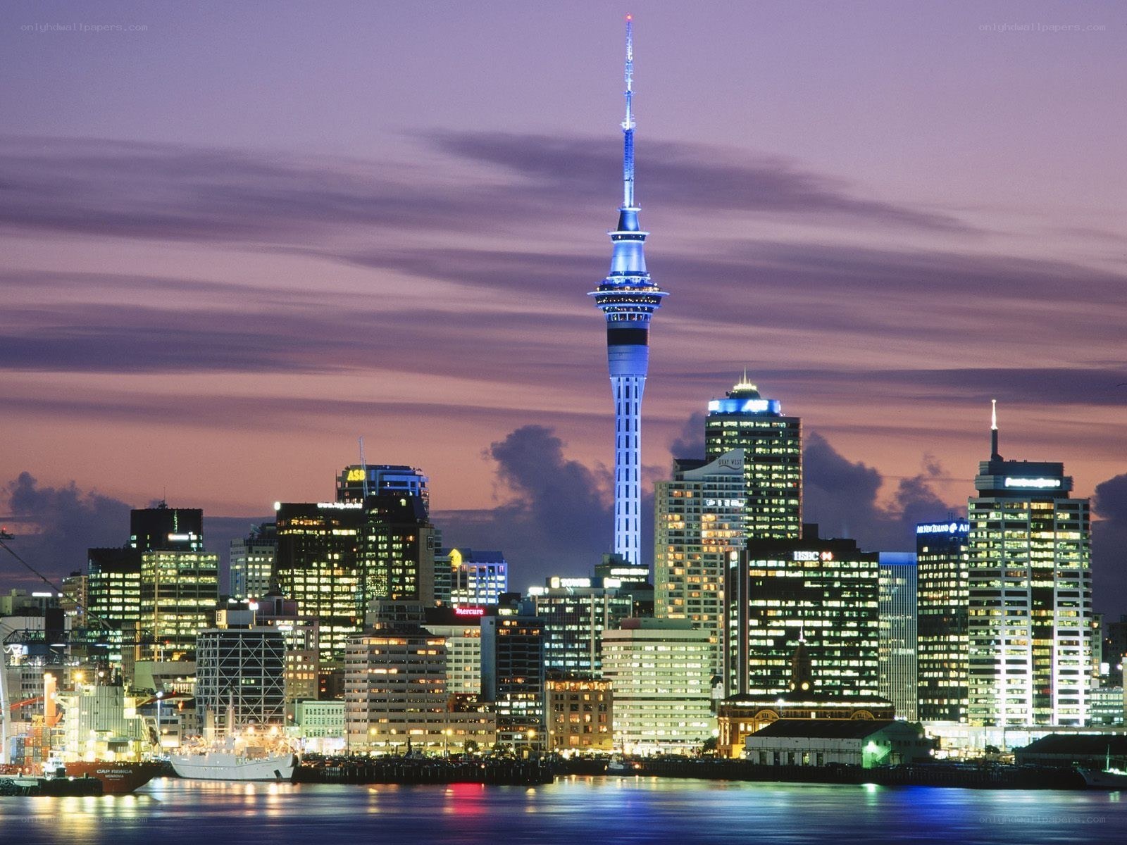 Auckland skyline at dusk