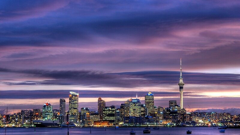 Auckland skyline at dusk