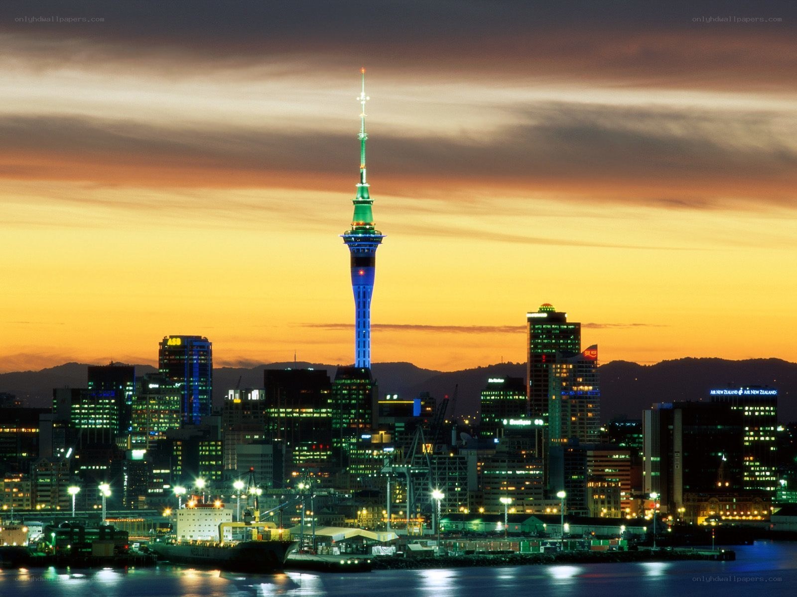 Auckland skyline at dusk