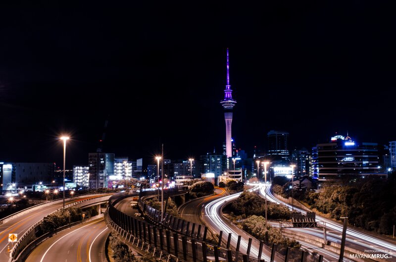 Auckland Skyline at Night — Black, Dramatic, Photograph, Sky Tower