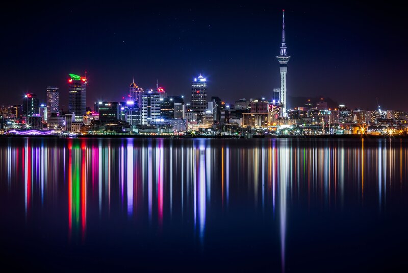 Auckland Skyline at Night — Blue, Serene