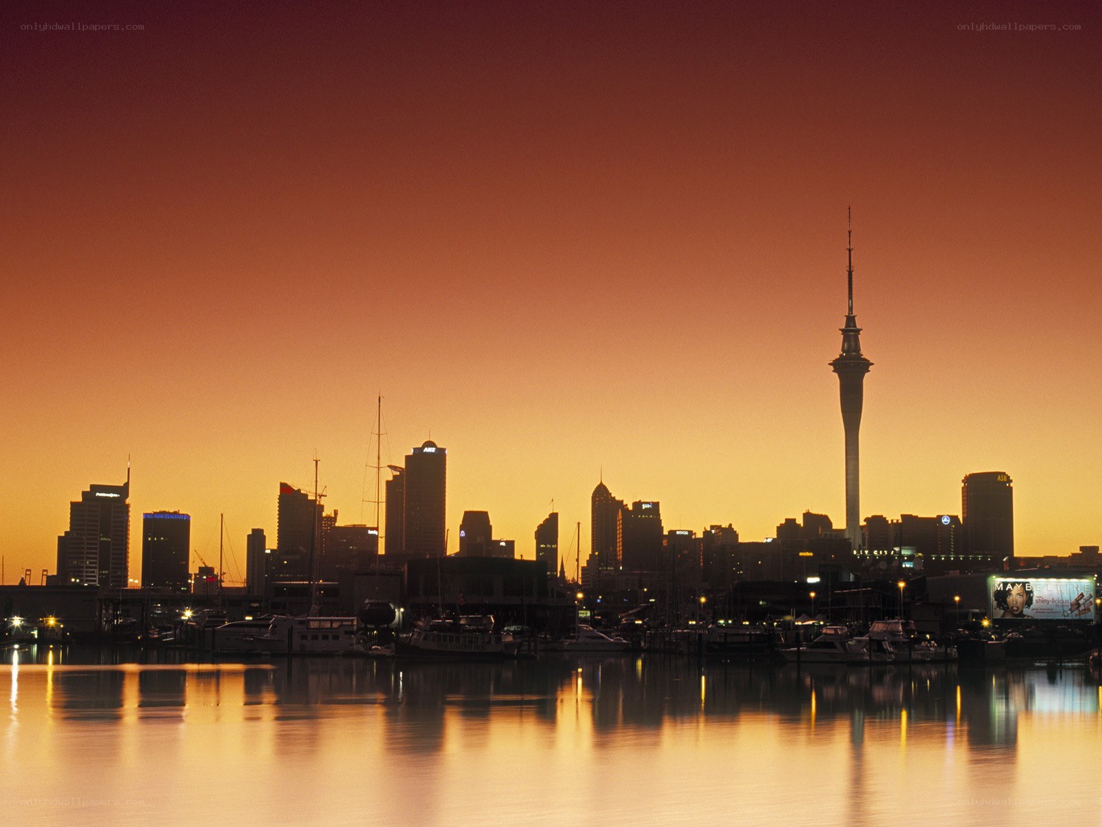 Auckland skyline at sunset