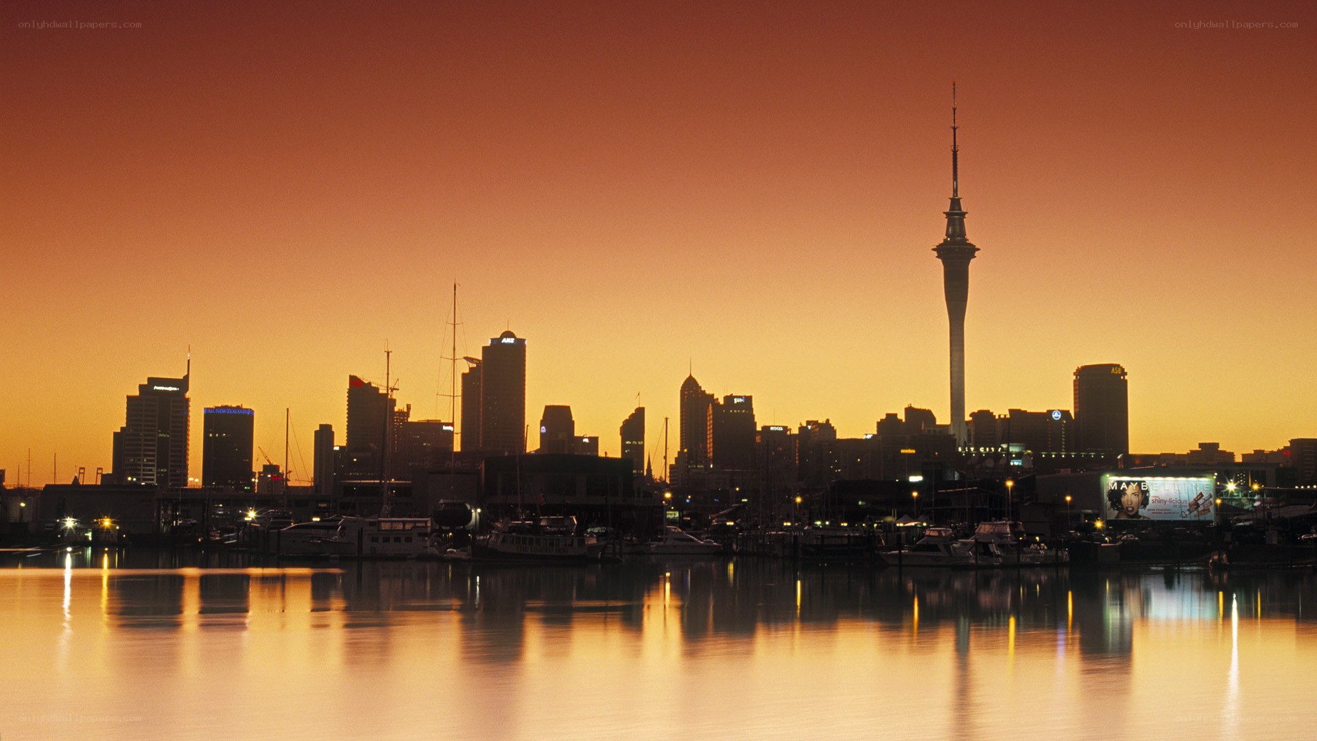 Auckland skyline at sunset