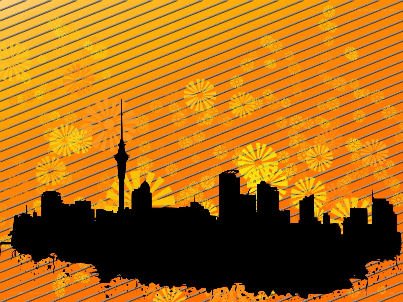 Auckland skyline at sunset