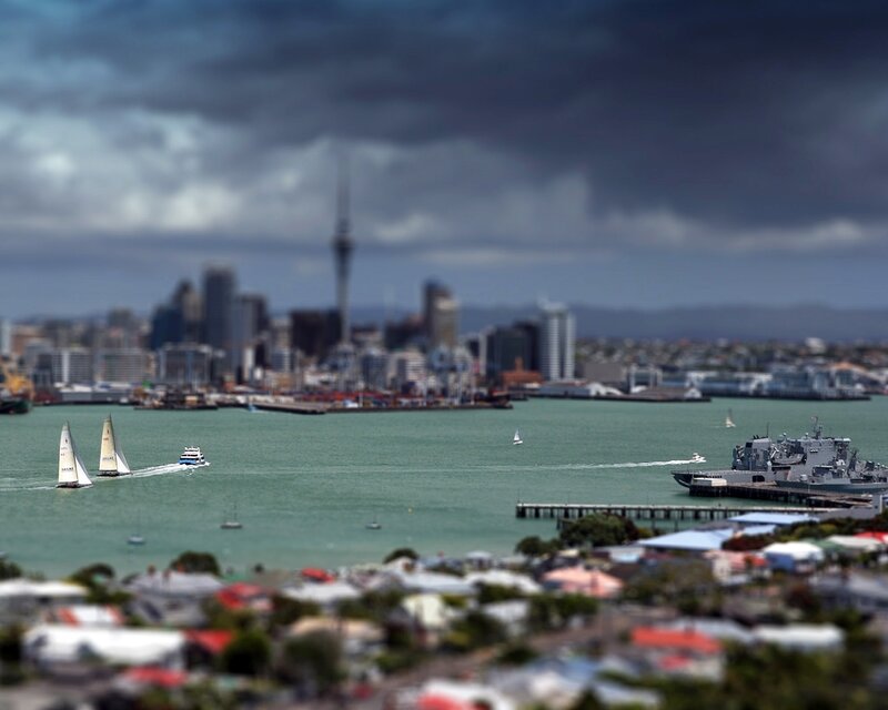 Auckland skyline with boats