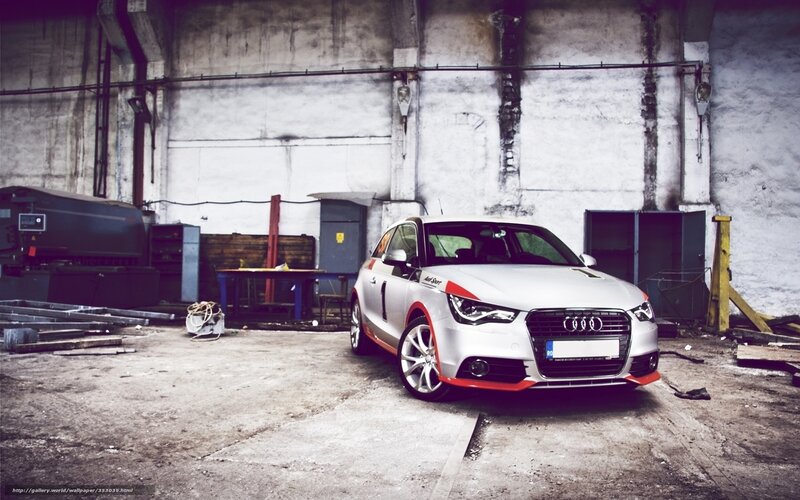Audi A1 in an industrial garage