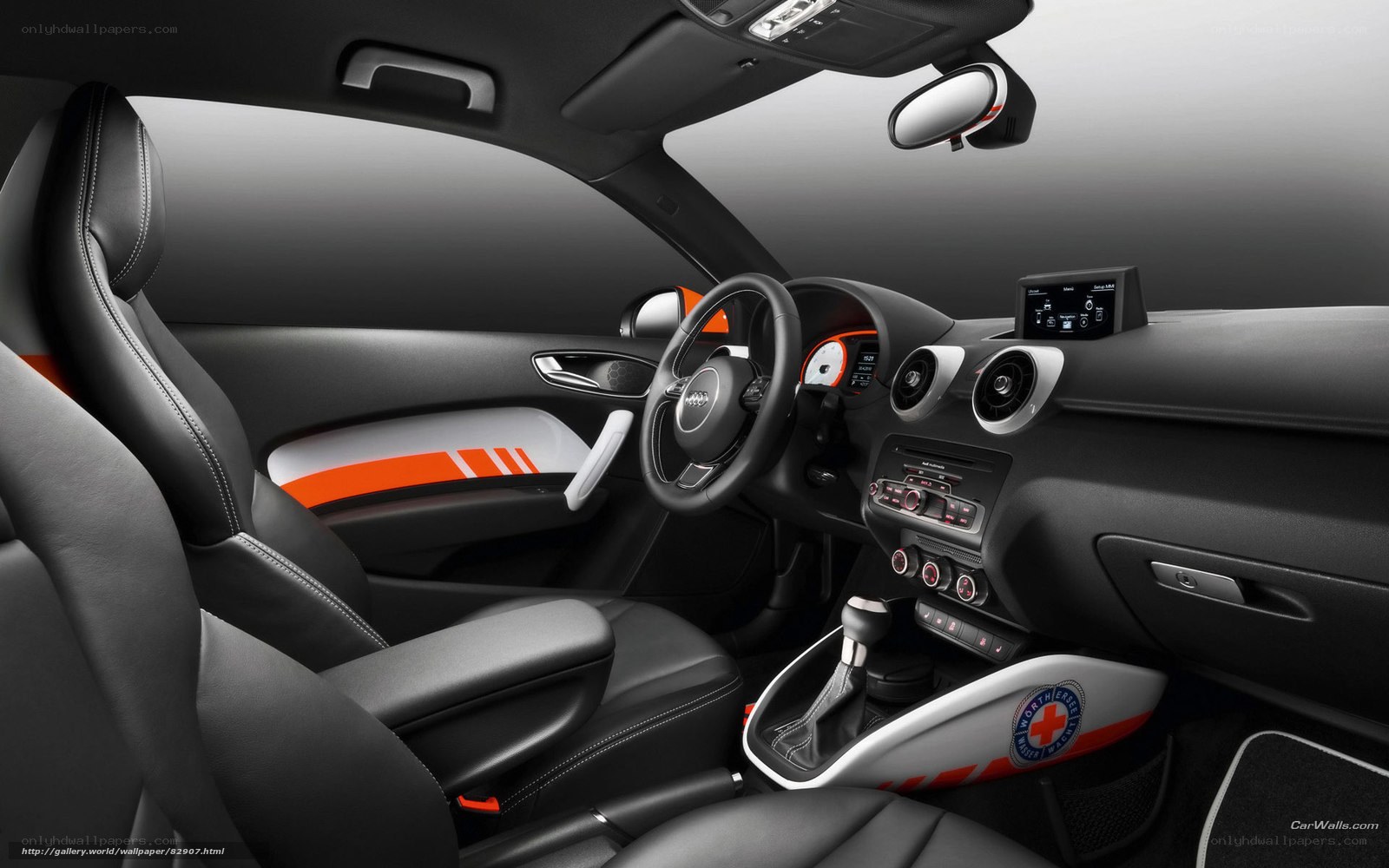 Audi A1 interior with orange accents