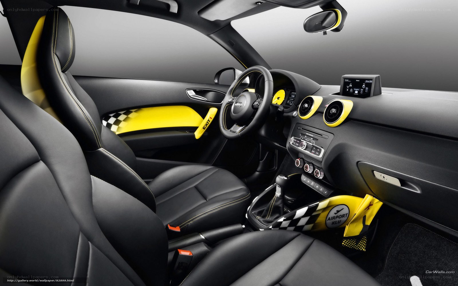 Audi A1 interior with yellow accents