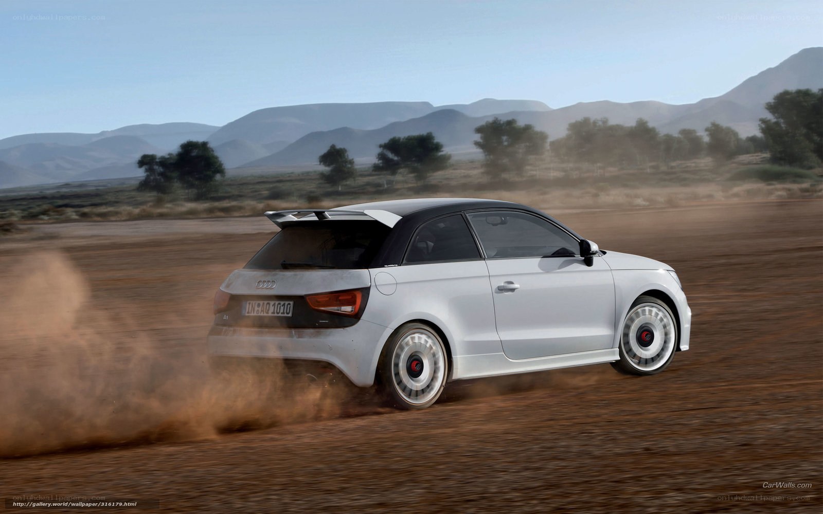 Audi A1 on a dirt road