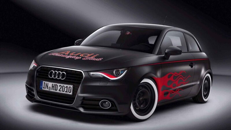 Audi A1 with flame decals