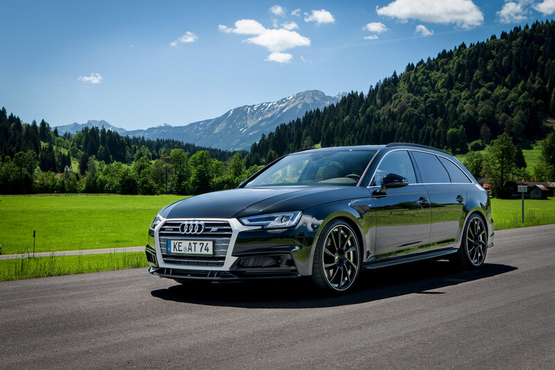 Audi A4 Avant in a scenic landscape