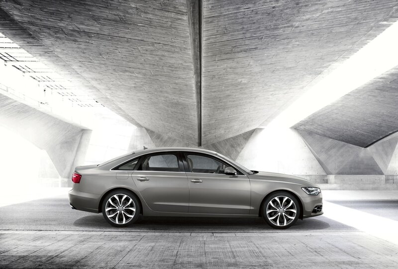 Audi A6 in modern concrete structure