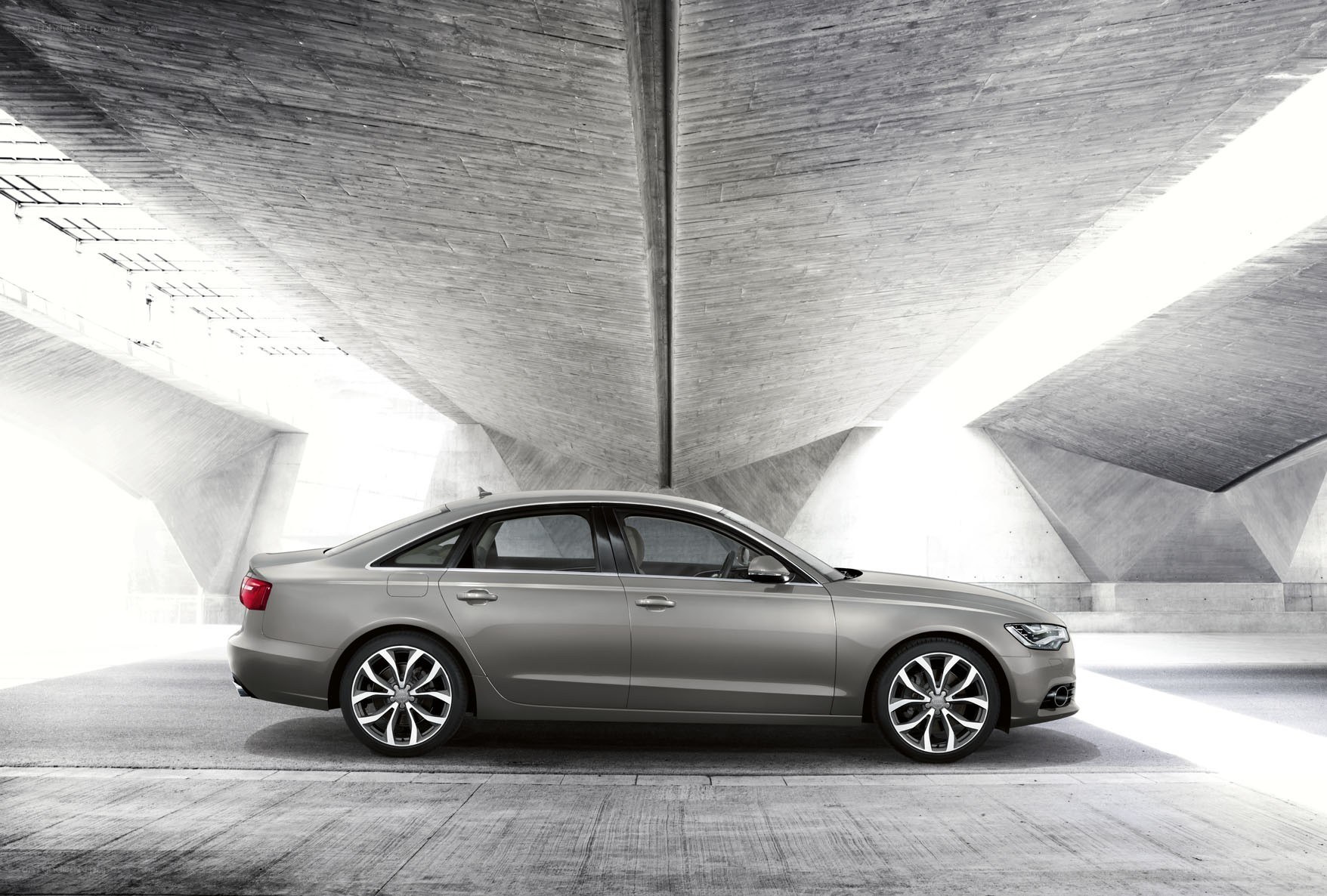 Audi A6 in modern concrete structure