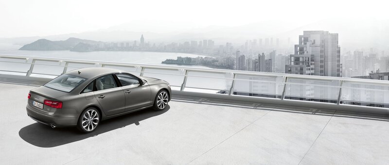 Audi A6 on a city overlook