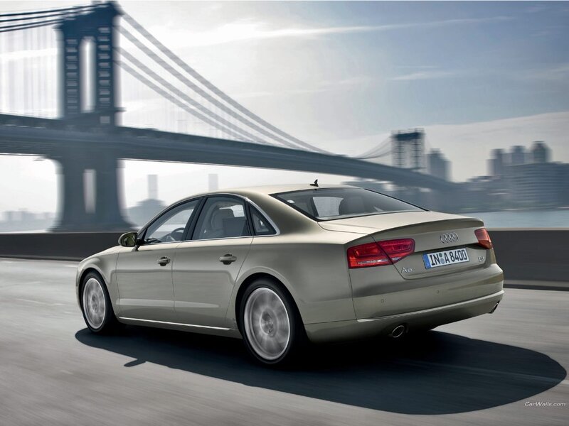 Audi A8 driving on a bridge