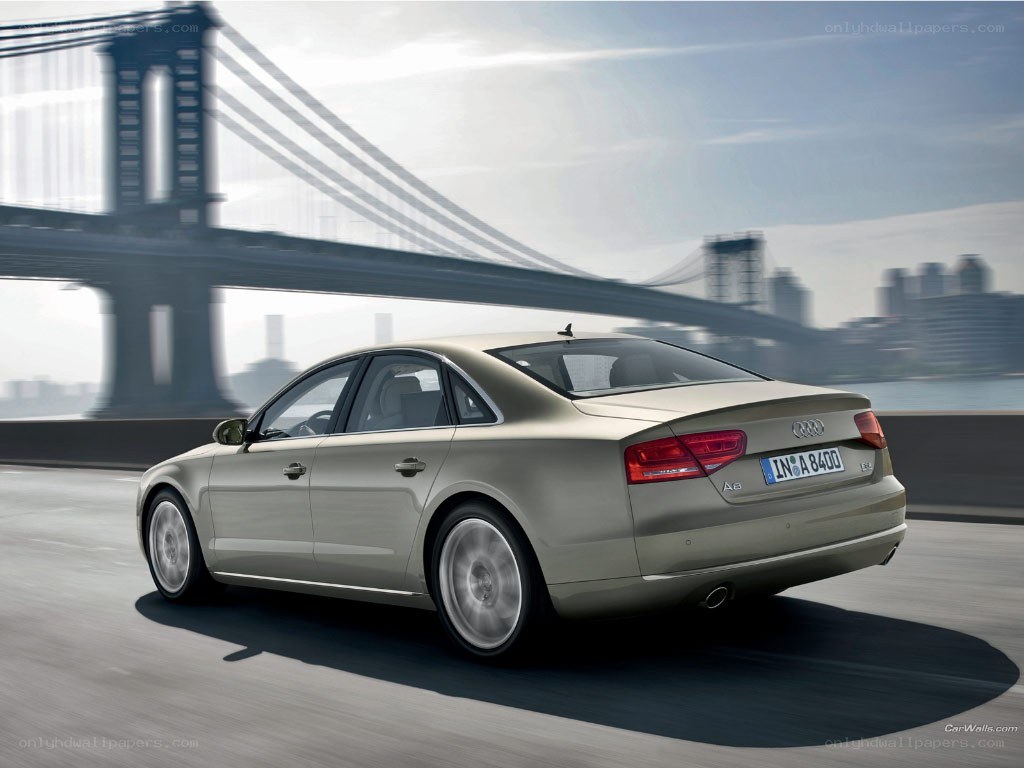Audi A8 driving on a bridge