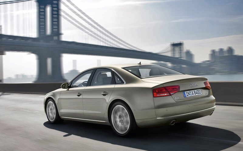 Audi A8 driving on a bridge