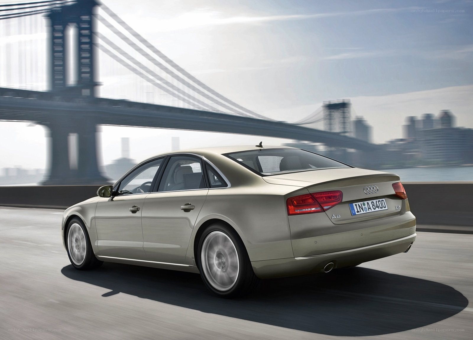 Audi A8 driving on a bridge