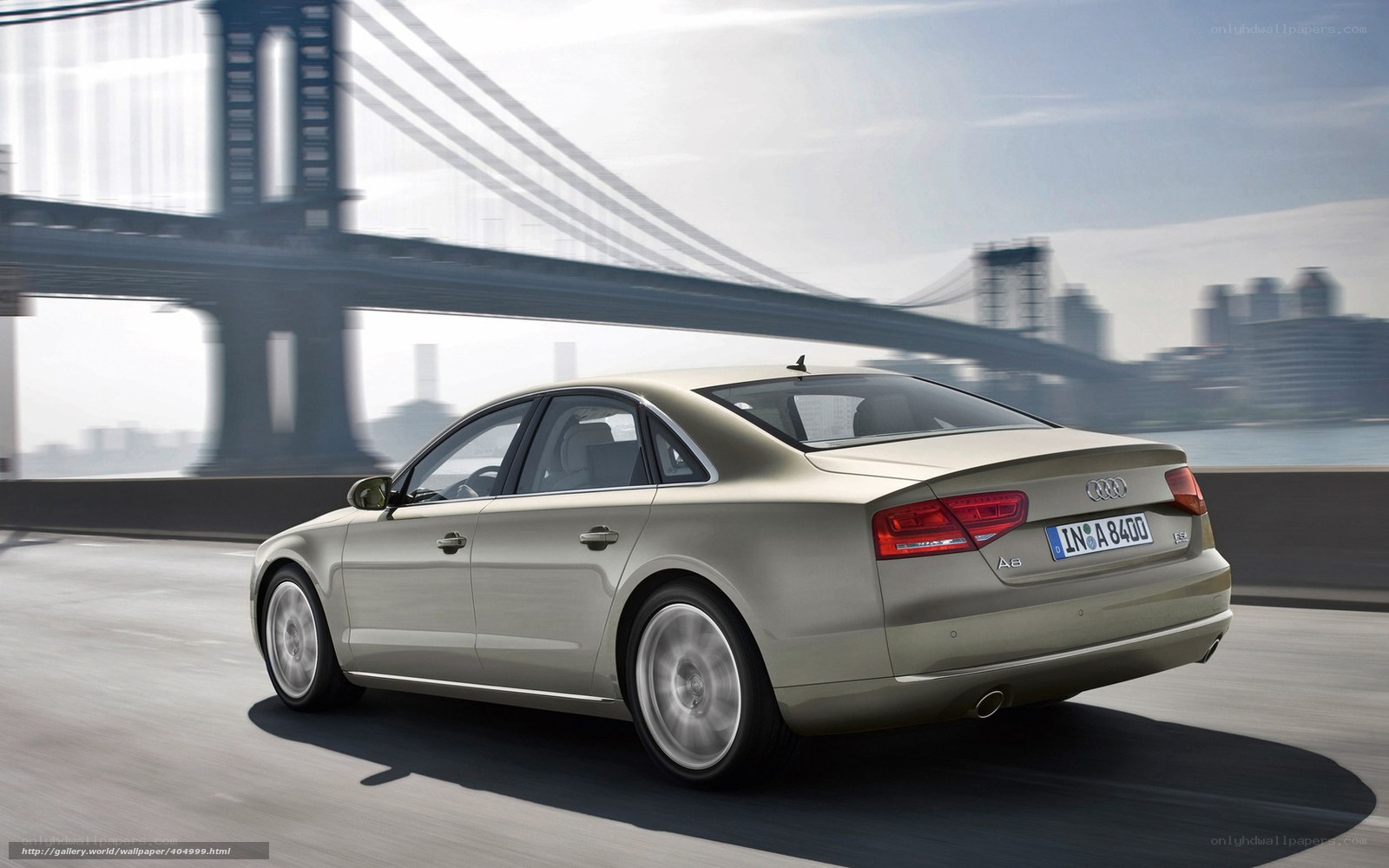 Audi A8 driving on a bridge