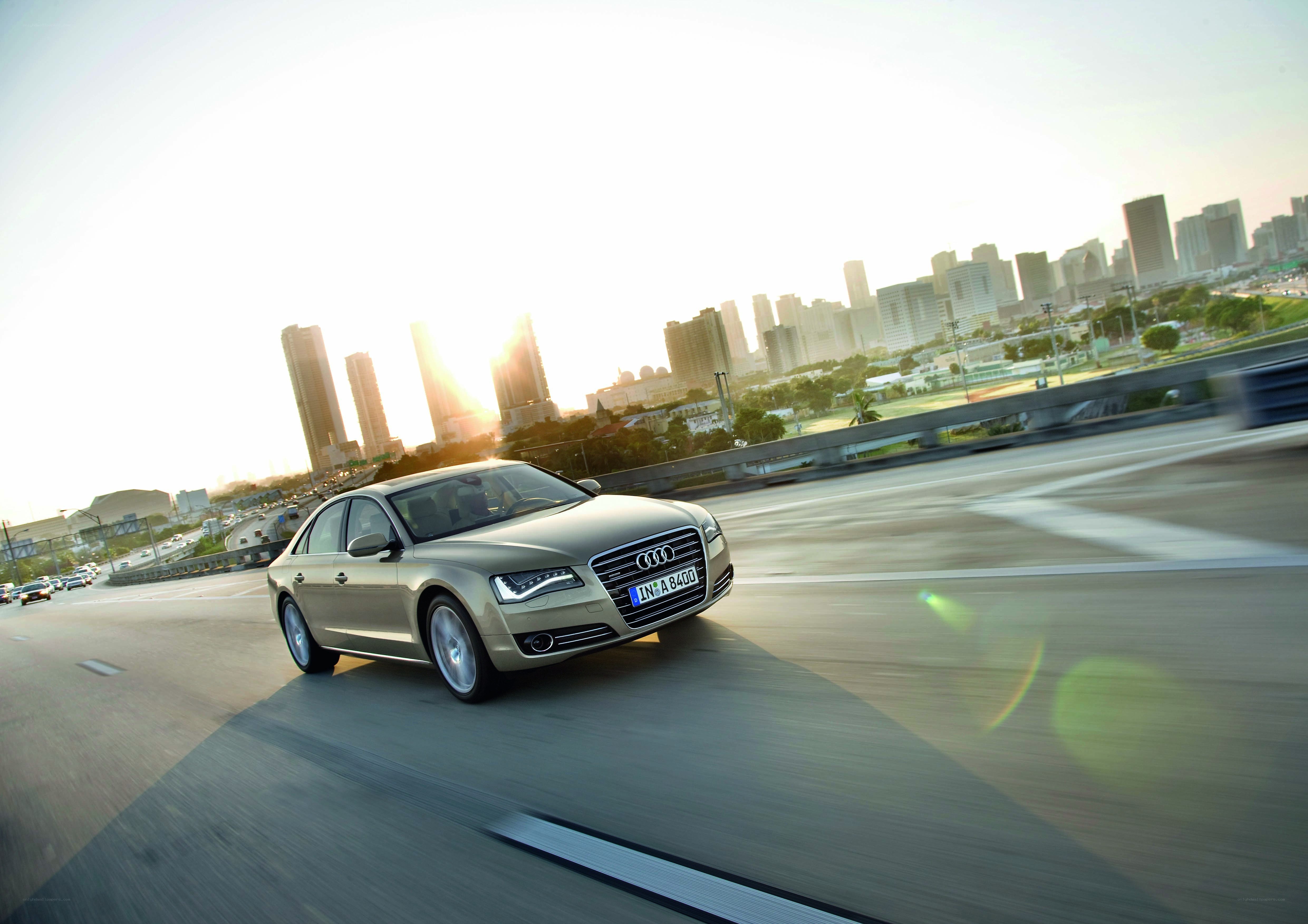 Audi A8 driving on highway
