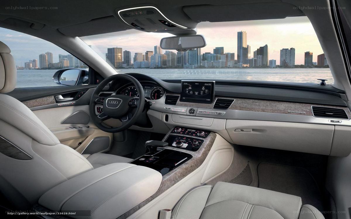 Audi A8 interior with city view