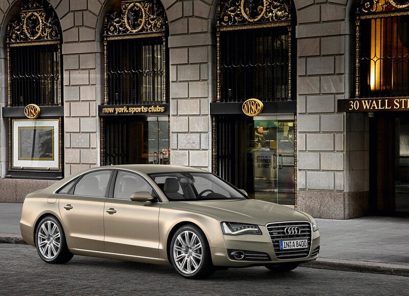 Audi A8 parked on a city street