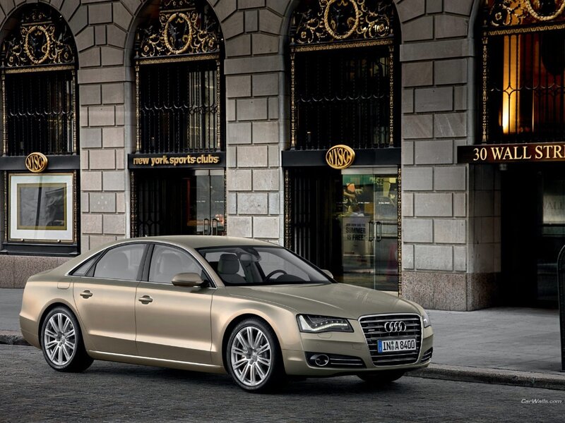 Audi A8 parked on a city street