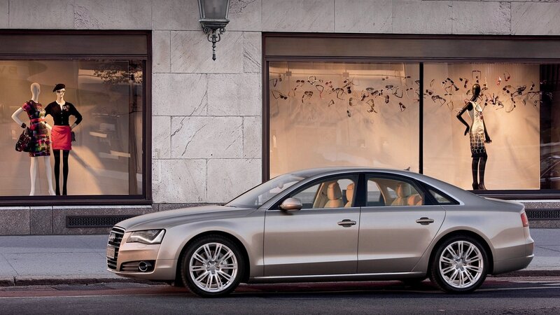 Audi A8 parked on city street