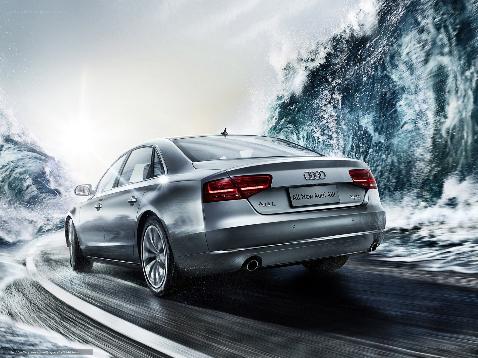 Audi A8L on a stormy road