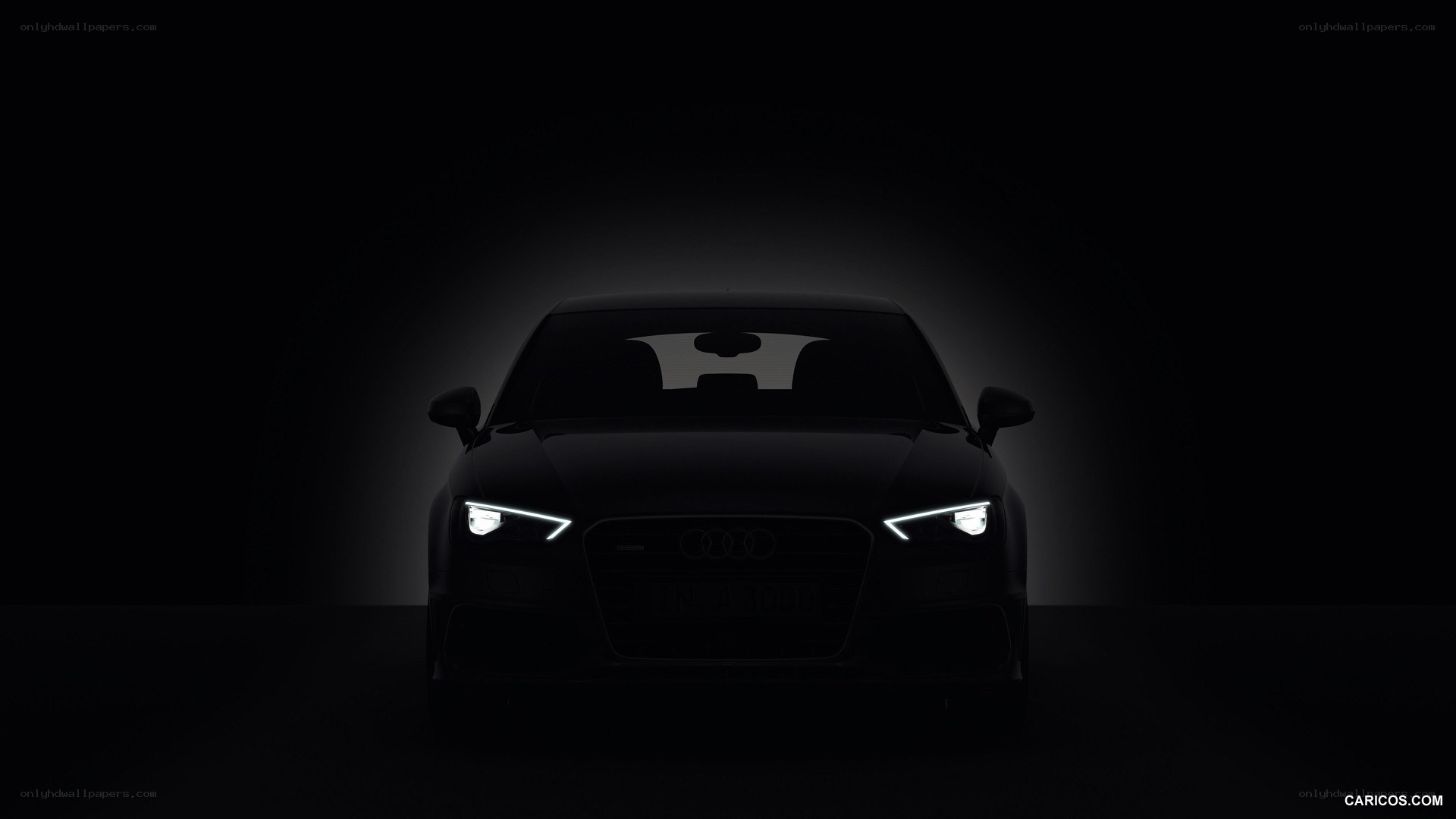 Audi car front view in darkness