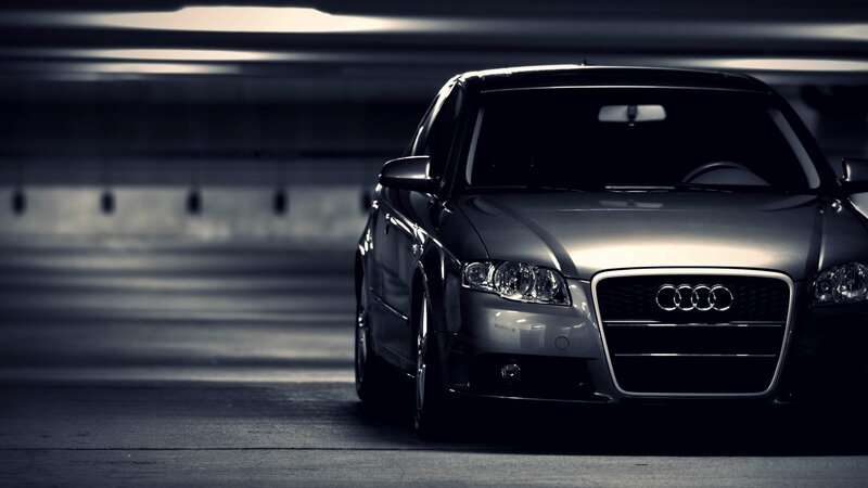 Audi car in a dark garage
