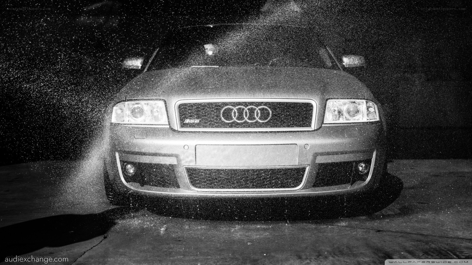 Audi car in water spray