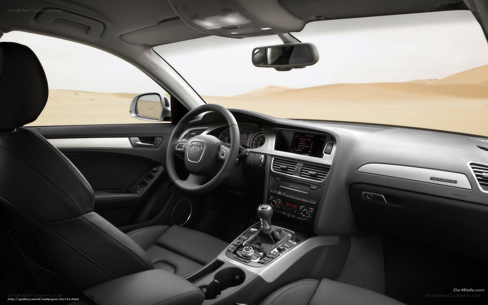 Audi car interior in desert