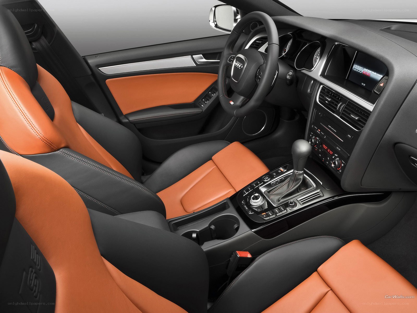 Audi car interior with orange seats