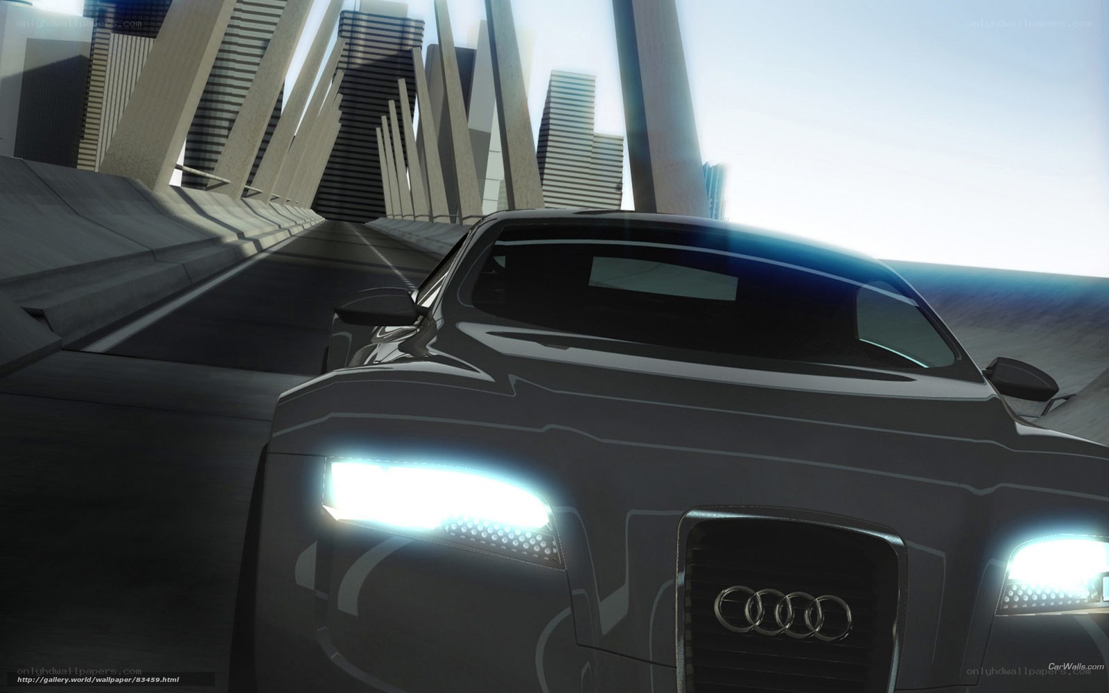 Audi car on a futuristic bridge